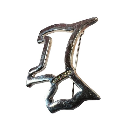 Vintage AAI Dog Brooch Scottish Terrier Silvertone Rhinestone Collar Figural Pin - Picture 8 of 8